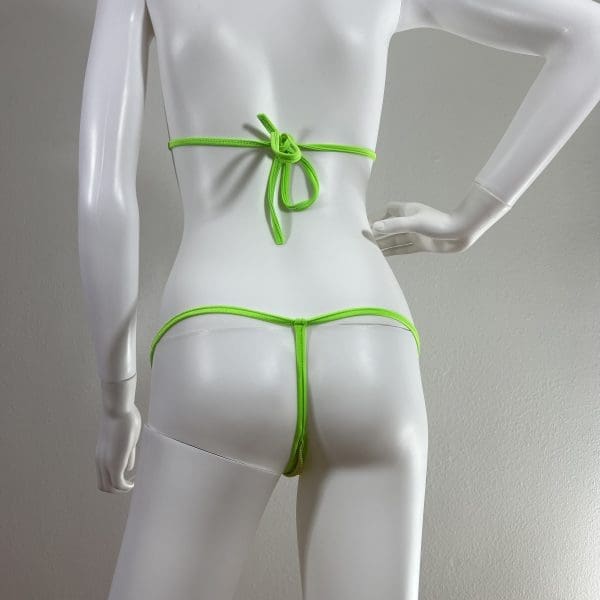 Neon Lime Holographic Bikini Set With Matching G-String - Image 7