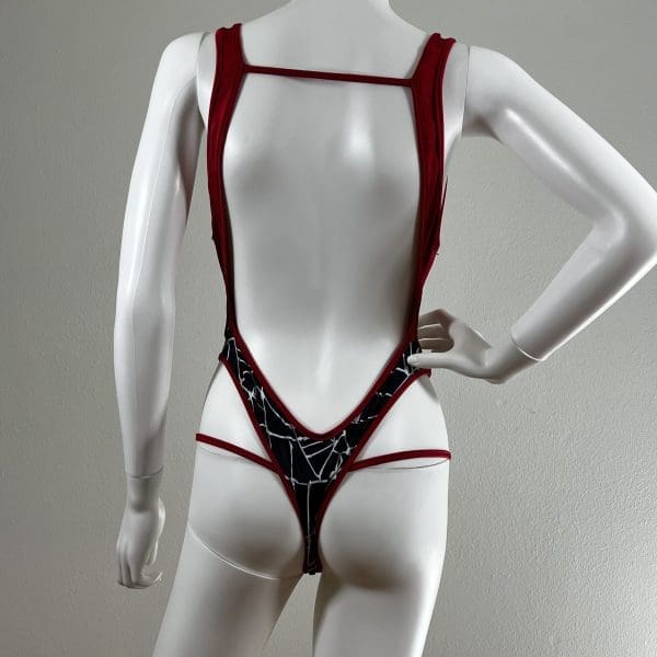 Red Spider Web Monokini With Matching G-String - Image 3