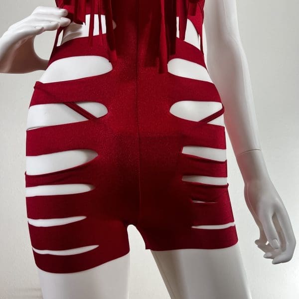 Cher Red Fringe Romper With Matching G-String - Image 3