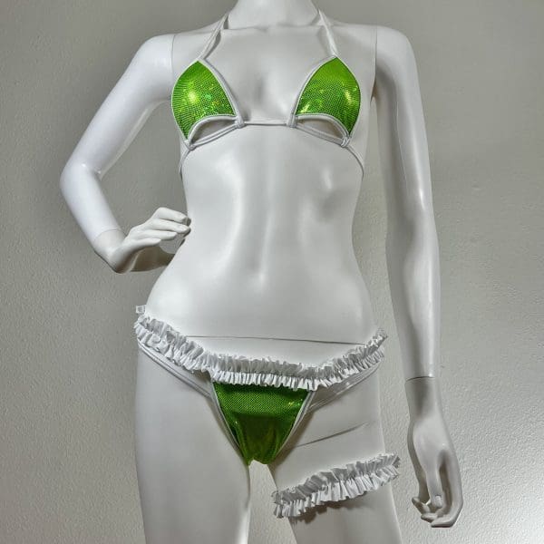 Ruffle Luminous Lime Sizzle Bikini Set - 3 Piece Set