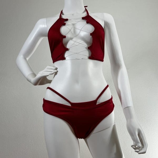 Cherry Red Bikini Set with Matching G-String