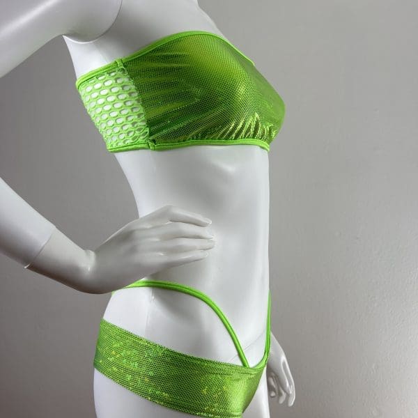 Metallic Neon Green Short Set - 3 Piece Set - Image 2