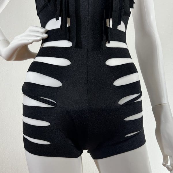 Cher Black Fringe Romper With Matching G-String - Image 3