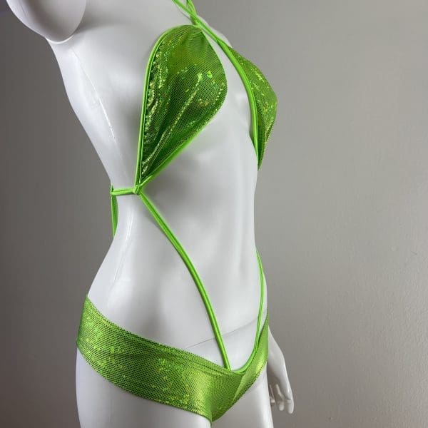 Lime Zest Sling Shot Bikini Set With Matching G-String - Image 2