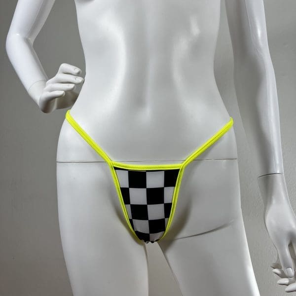 Checkers Print One-Piece with Yellow Outline - Includes G-String - Image 5