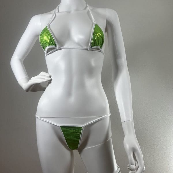 Luminous Lime Sizzle Side Tie Bikini With Matching G-String - Image 3