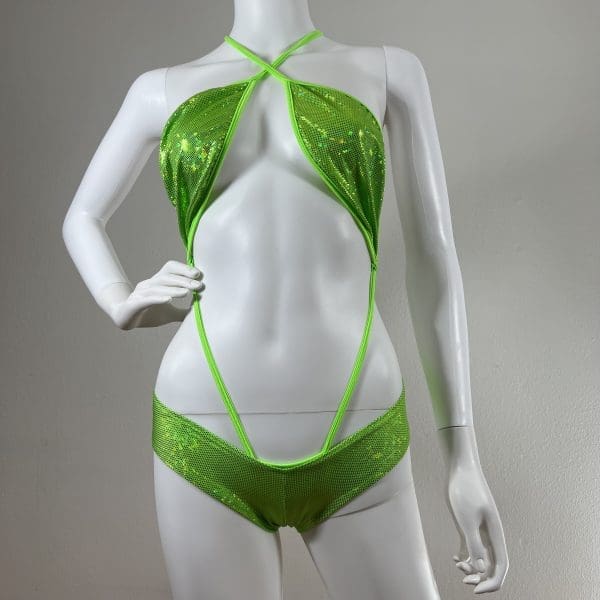 Lime Zest Sling Shot Bikini Set With Matching G-String