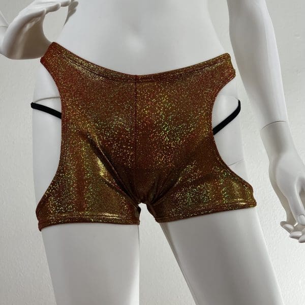 All That Jazz Holographic Chaps Short Set With Matching G-String - Image 3