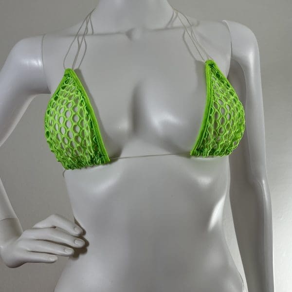 Lime Sheer Fishnet Mesh Triangle Top Bikini & G-String - Image 4