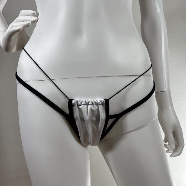 White & Black Tanga Bikini with Matching G-String - Image 7