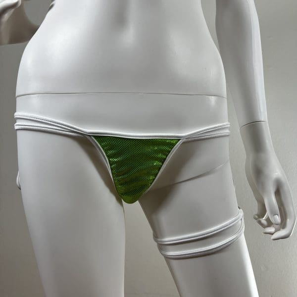 Electric Lime Delight Side Tie Bikini & Matching Garter - Image 5