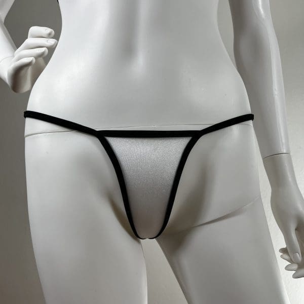 White & Black Tanga Bikini with Matching G-String - Image 4