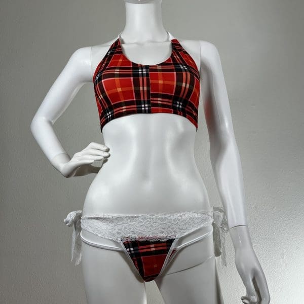 Royal Tartan Bikini Set with Matching G-String